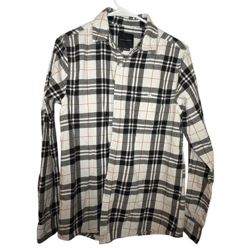 Cotton On Plaid Boyfriend Long Sleeve Flannel Shirt Women's Sz Small Black/White